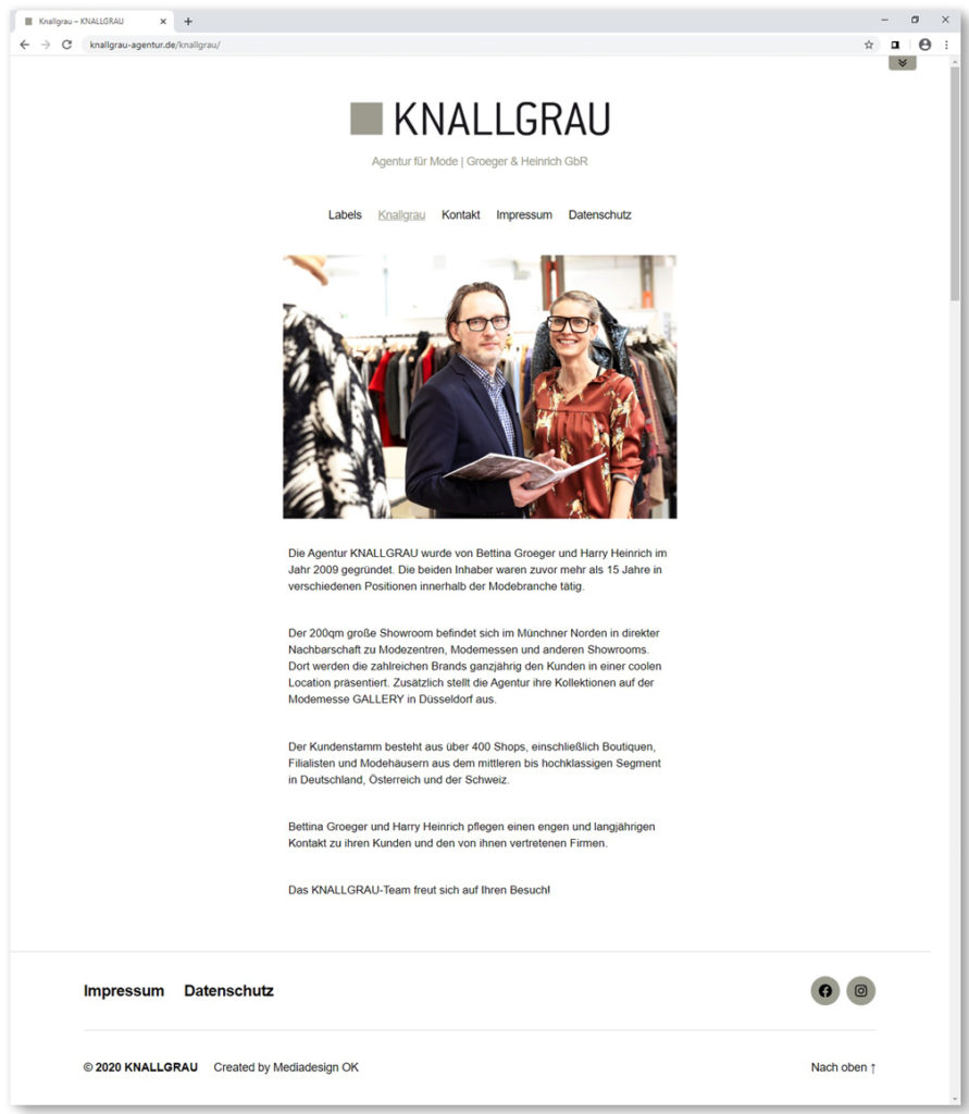Das ist eine Webseitengestaltung aus dem Portfolio Web Design von Mediadesign OK Nürnberg